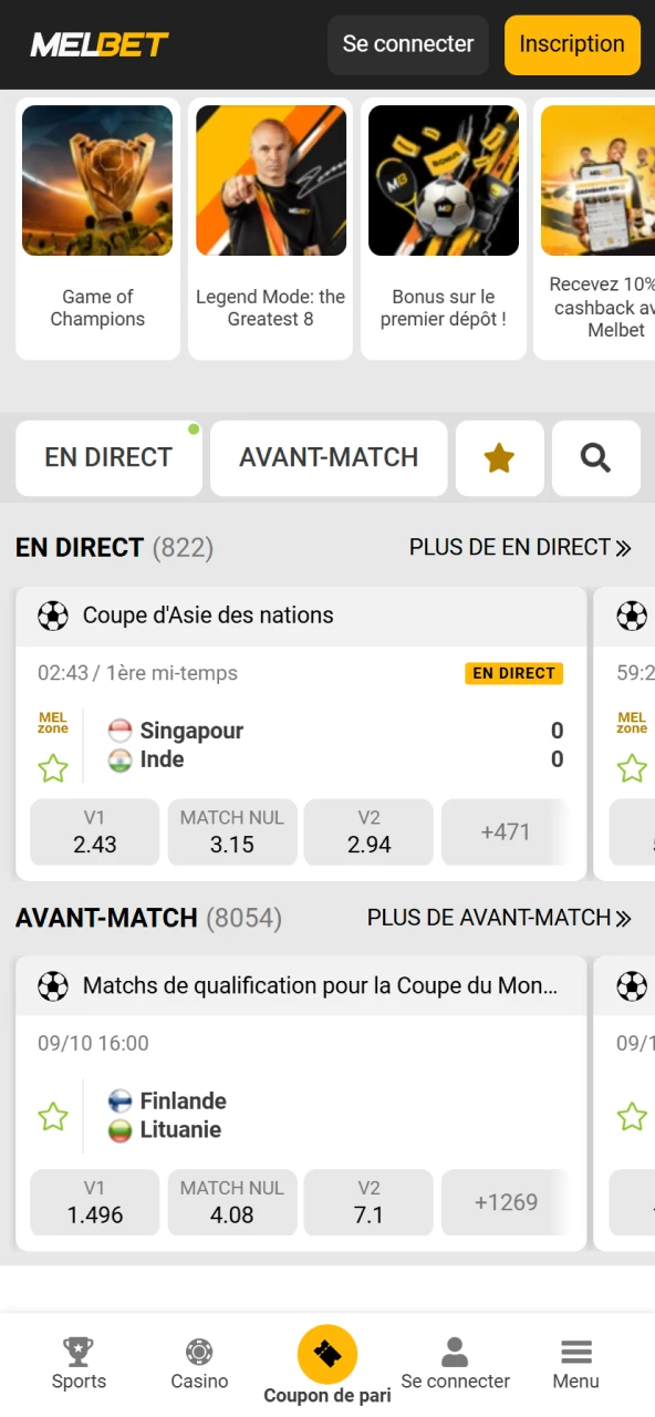 Découvrez la page principale du site officiel Melbet Côte d’Ivoire.