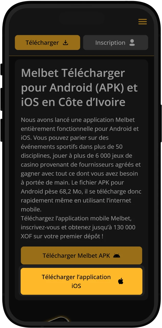 Commencez le téléchargement du fichier d’installation Melbet APK officiel.