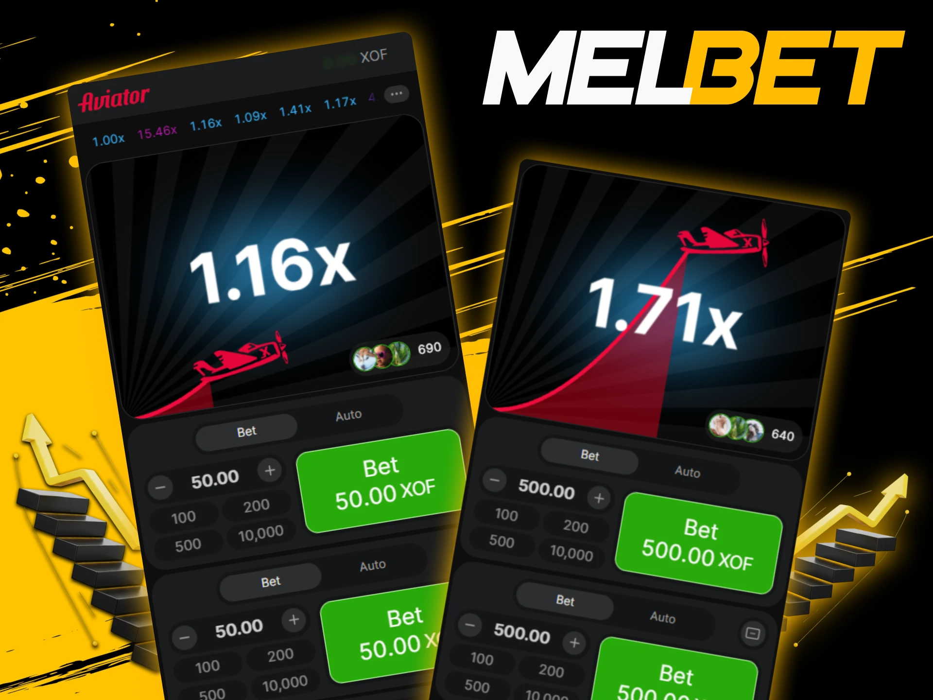 Appliquez la stratégie de l’escalier sur Aviator Melbet pour accumuler gains.