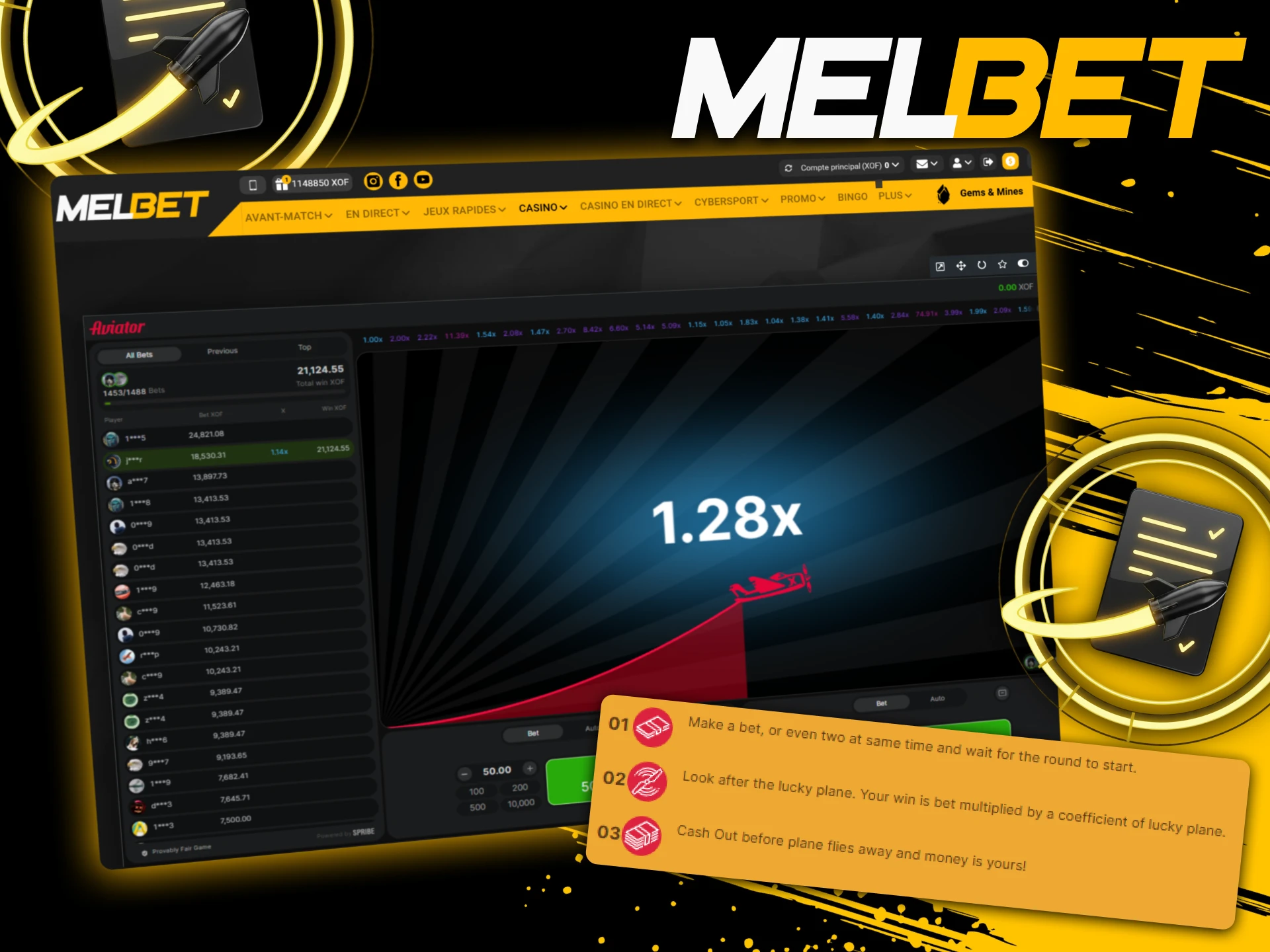 Présentation simple des règles du jeu Aviator sur Melbet : miser avant le décollage, encaisser avant que l’avion ne s’échappe, sinon la mise est perdue.