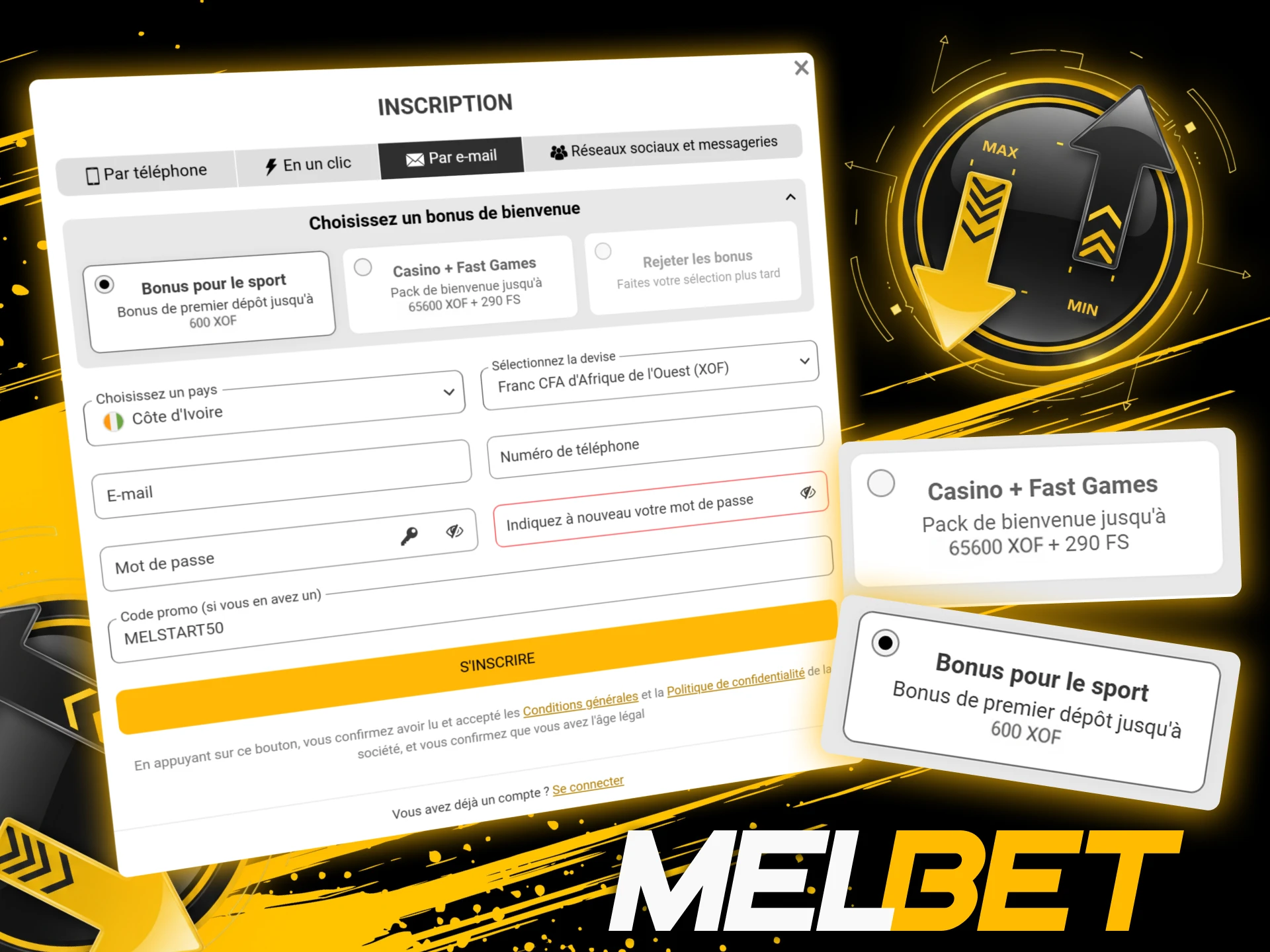 Vérifiez les limites de dépôt pour activer le bonus de bienvenue Melbet CI.