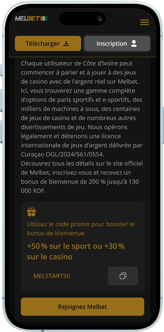 Ouvrez un compte Melbet officiel en quelques étapes simples en Côte d’Ivoire.