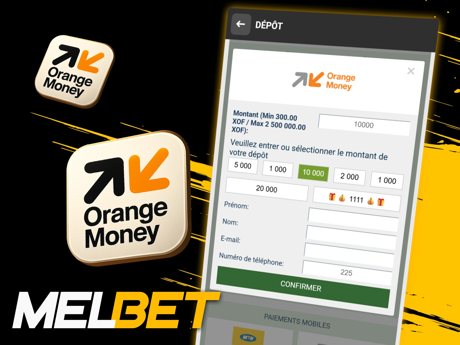 Rechargez votre compte Melbet avec Orange Money et effectuez des dépôts rapides et sécurisés via le portefeuille mobile officiel.