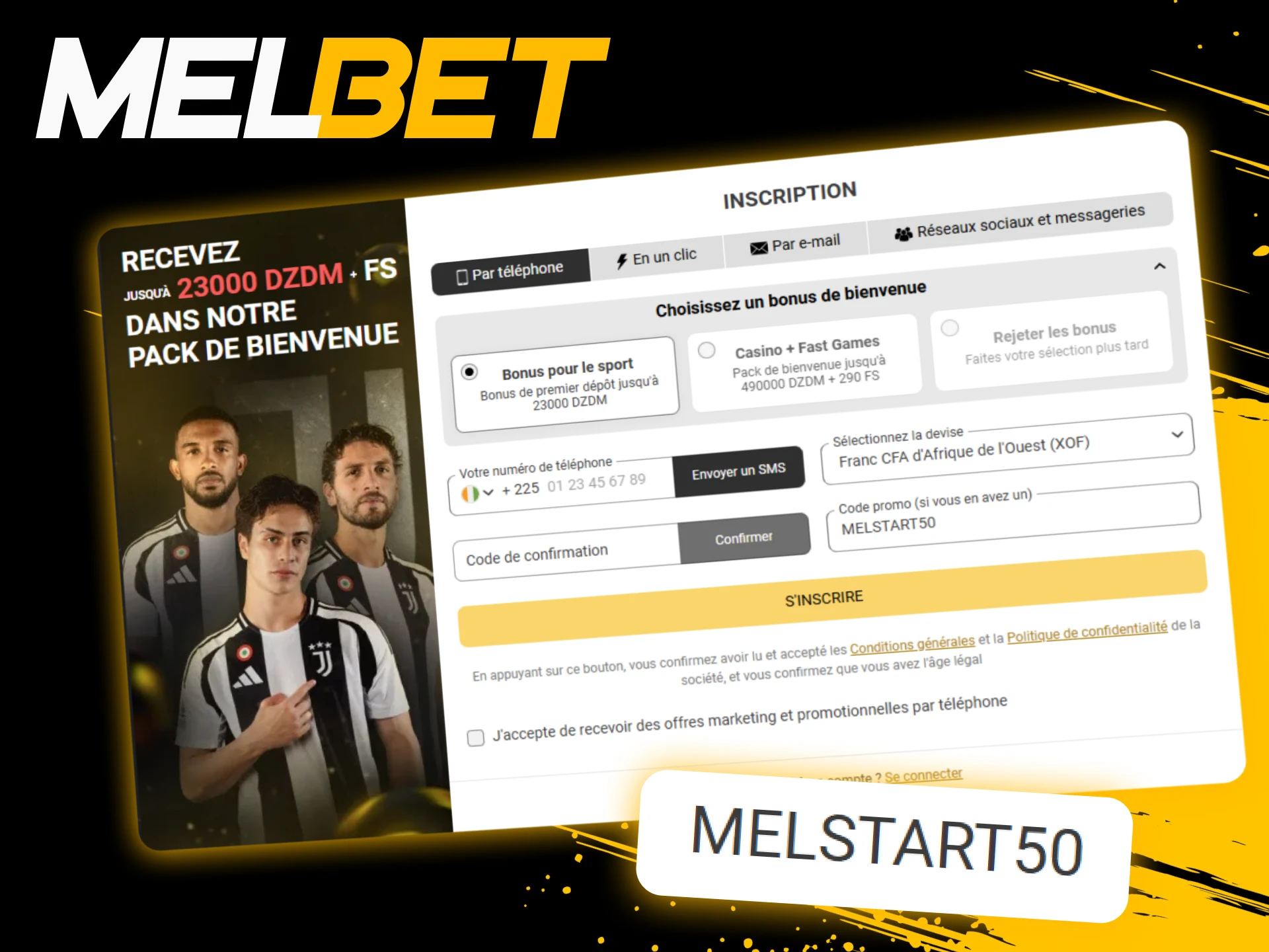 Obtenez un bonus de bienvenue amélioré avec le code promo Melbet MELSTART50.