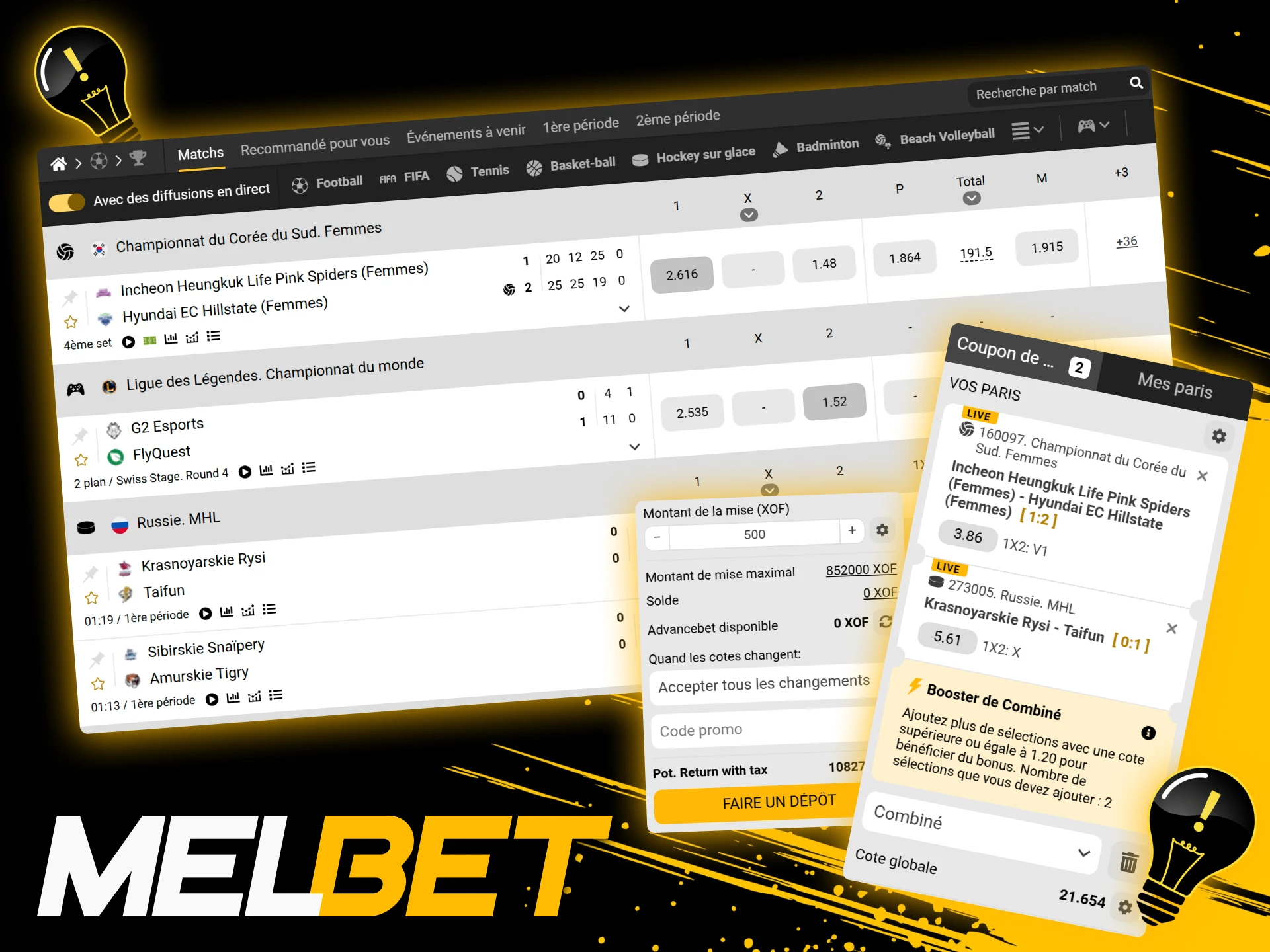 Guide pour débutants sur Melbet avec connexion dépôt choix du sport et confirmation du pari.