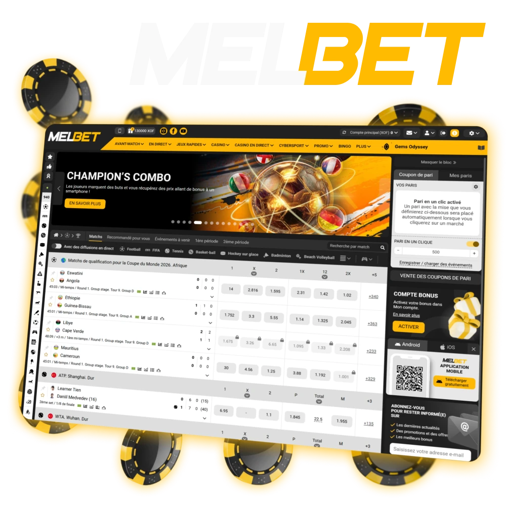 Pariez et jouez à des jeux de casino sur le site officiel de Melbet Côte d’Ivoire.