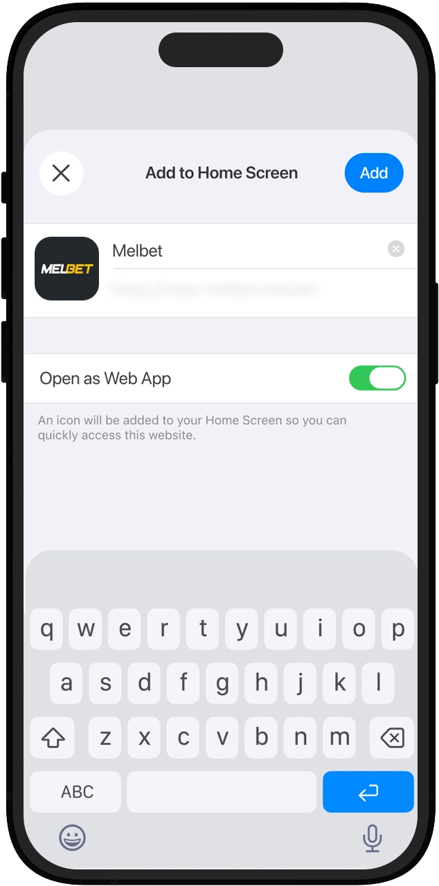 Select the Add to Home Screen option to create a permanent Melbet shortcut icon.