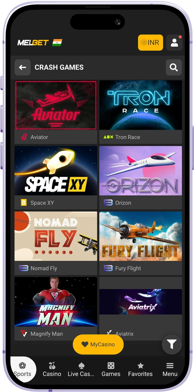 Select the official Spribe Aviator icon from the Melbet gaming collection.