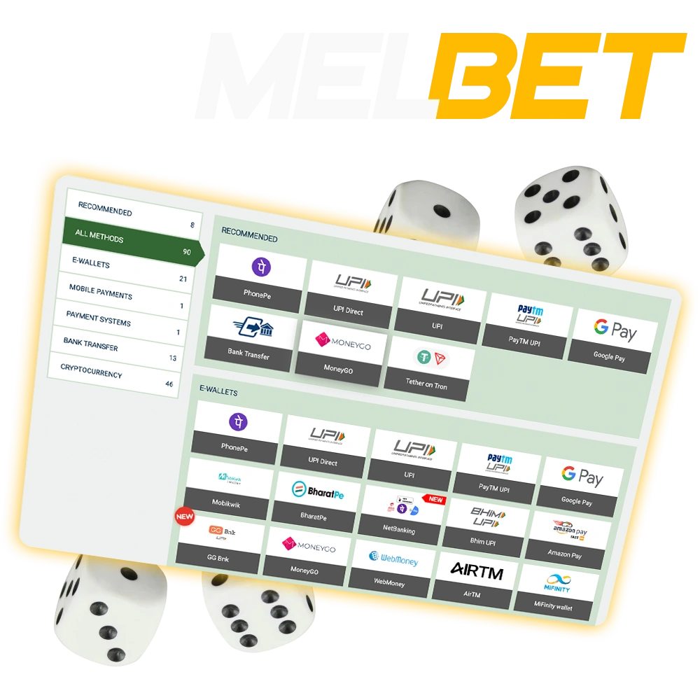Overview of secure payment methods and instructions for funding a Melbet account in India.