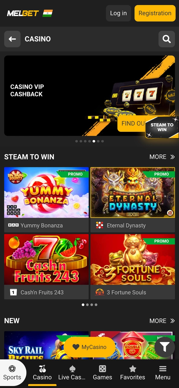 Discover the Melbet online casino lobby filled with popular Indian slots, table games, and live dealer options.