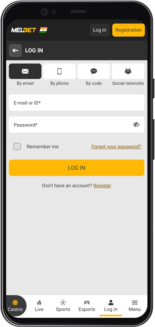 Access your personal profile by entering your Melbet credentials on the website or app.